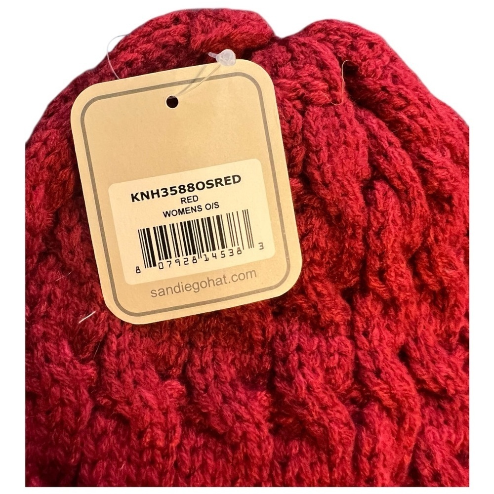 San Diego Hat Company Red Cable Knit Beanie Women’s O/S — image 4 of 6